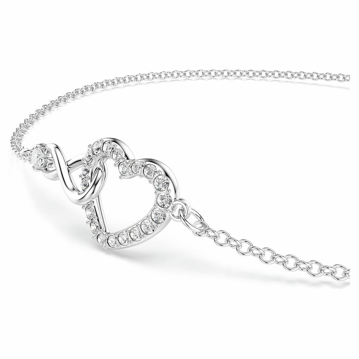 Swarovski infinity heart bracelet rhodium plated crystal, UK version