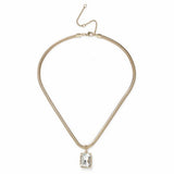 Freedom gold snake chain necklace with square crystal pendant (British brand)