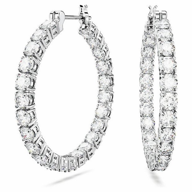 Swarovski crystal hoop earrings rhodium plated 28mm, UK version