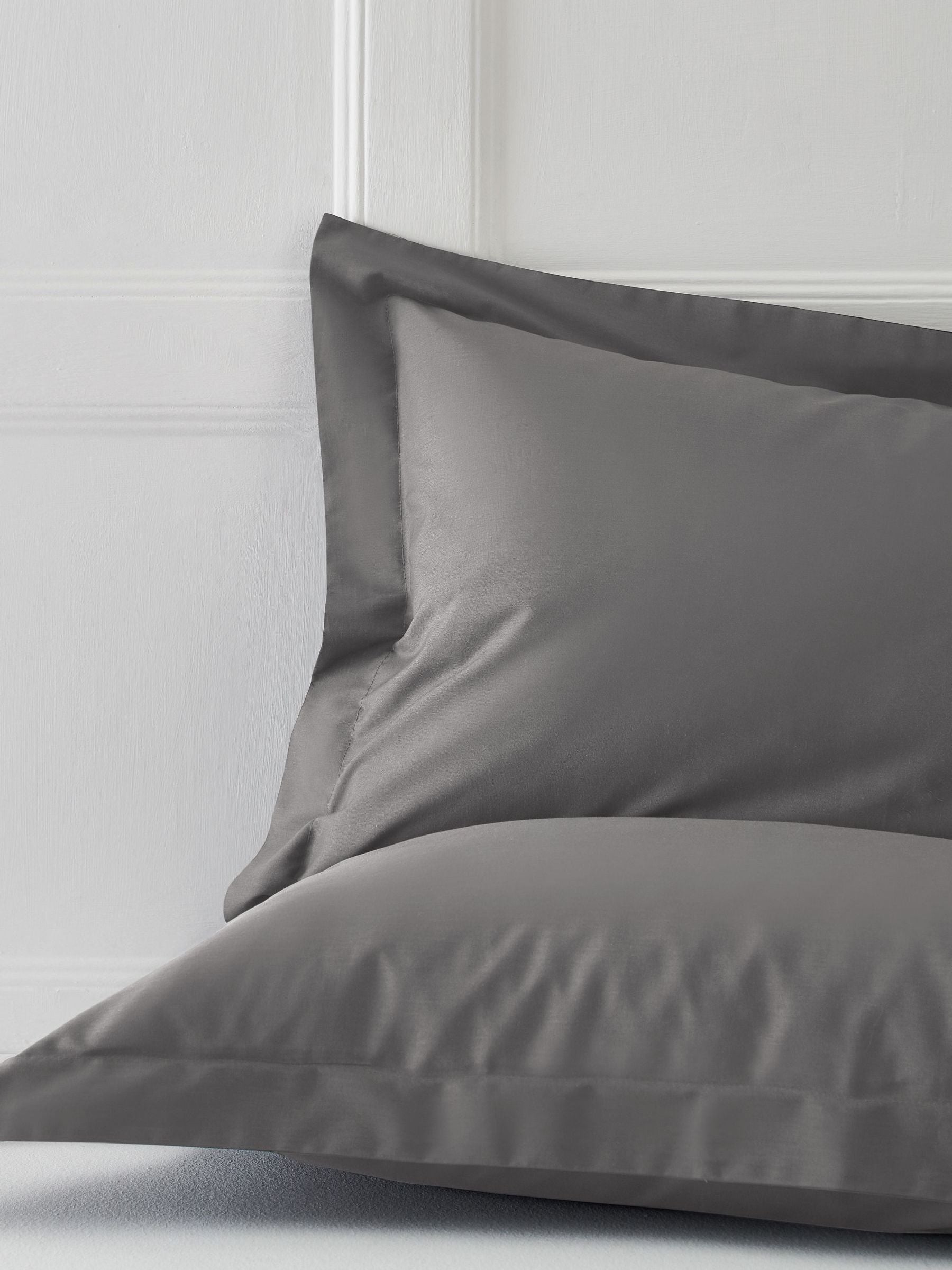 Set of 2 Grey Charcoal Cotton Rich Pillowcases