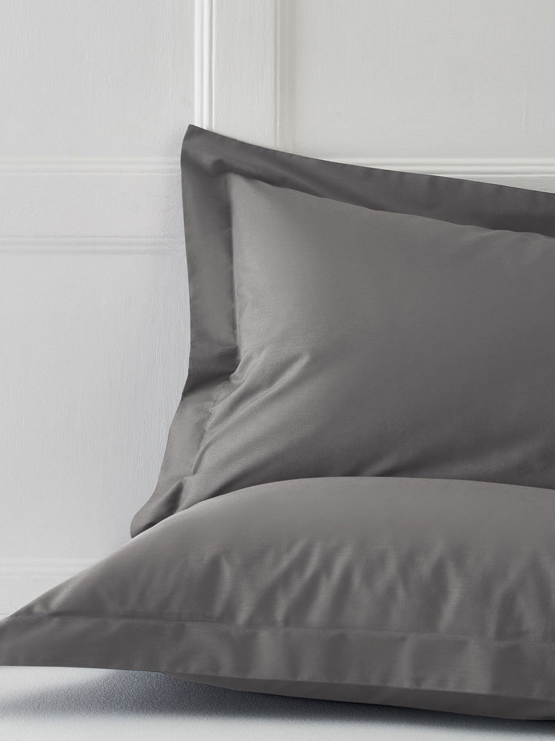 Set of 2 Grey Charcoal Cotton Rich Pillowcases