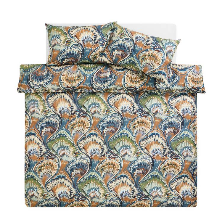 Habitat cotton marbled print blue bedding set single (British brand)