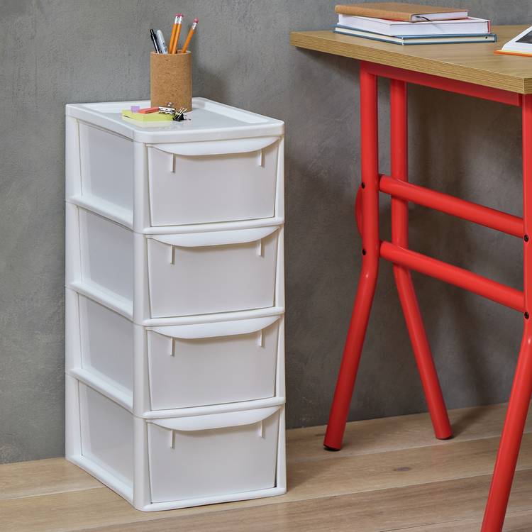 Argos Home 4-drawer plastic storage tower white, UK version