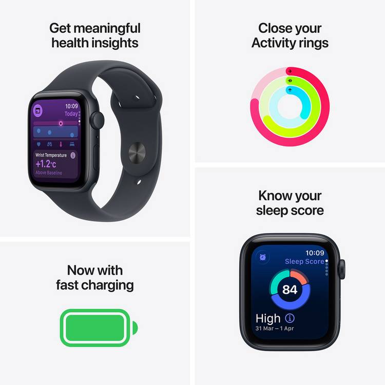 Apple Watch SE 3 GPS 40mm Aluminium Midnight Sport Band, imported from the UK