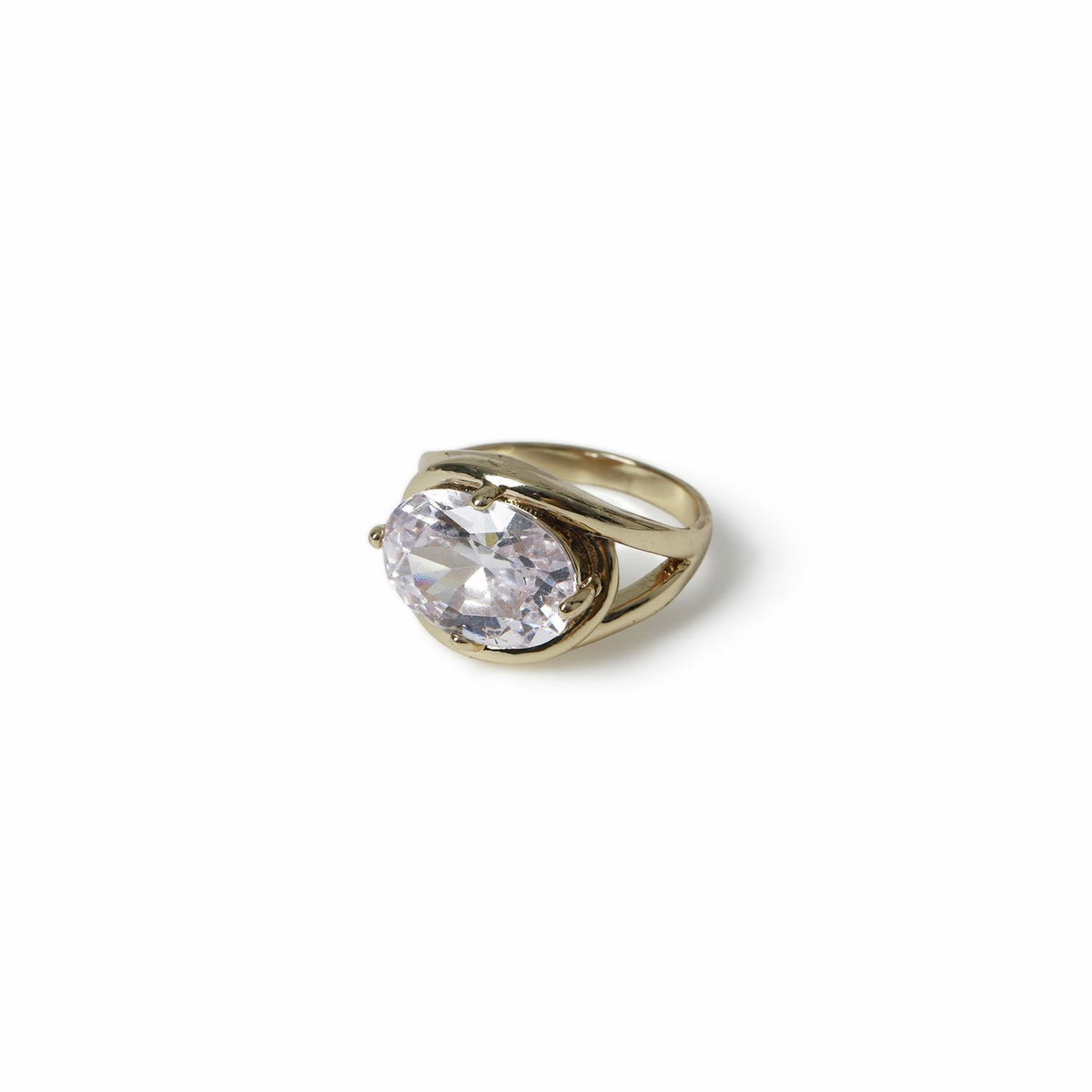 Freedom Gold Tone Crystal Chunky Oval Ring - L