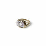 Freedom Gold Tone Crystal Chunky Oval Ring - L