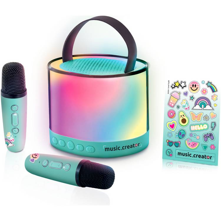 Music Creator portable karaoke station with two wireless microphones, imported from the UK