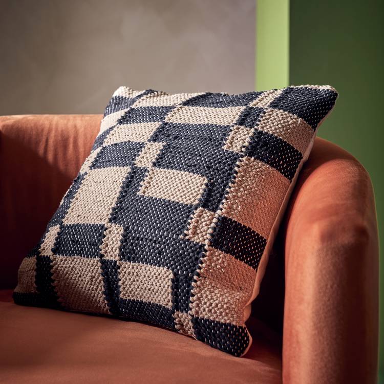 Habitat woven geometric cushion black 43x43cm (British brand)