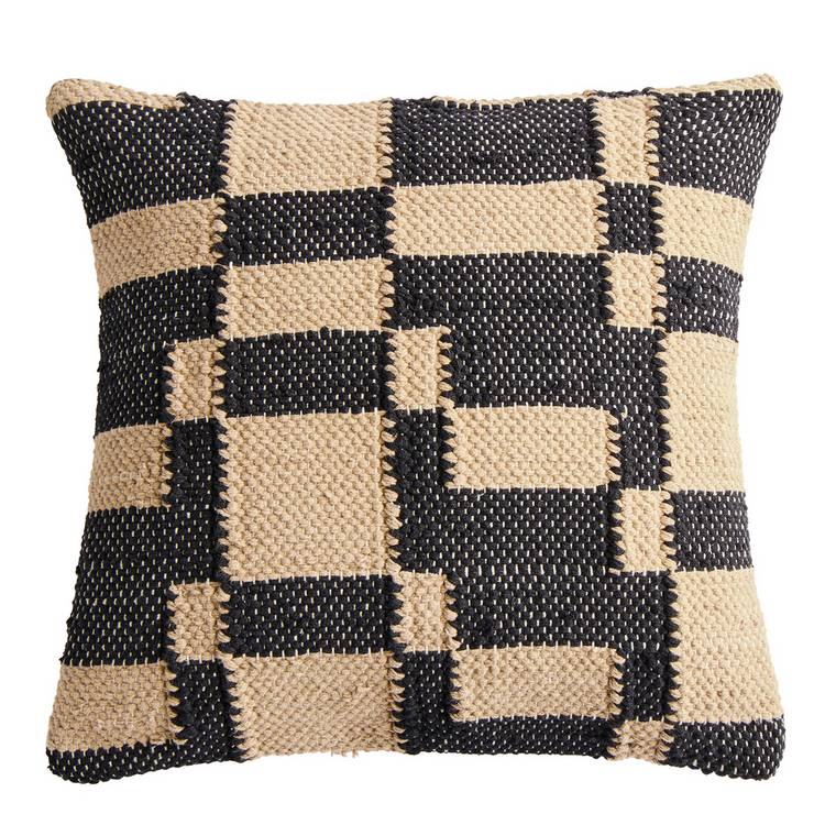 Habitat woven geometric cushion black 43x43cm (British brand)