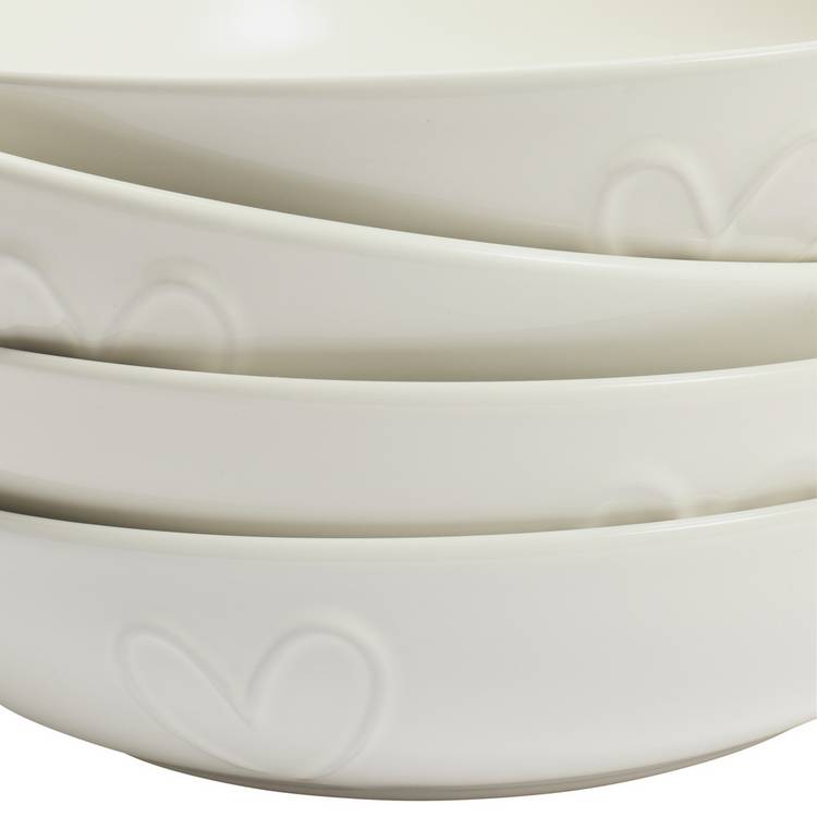 Argos Home cream embossed heart stoneware pasta bowls 22.5cm (British brand)