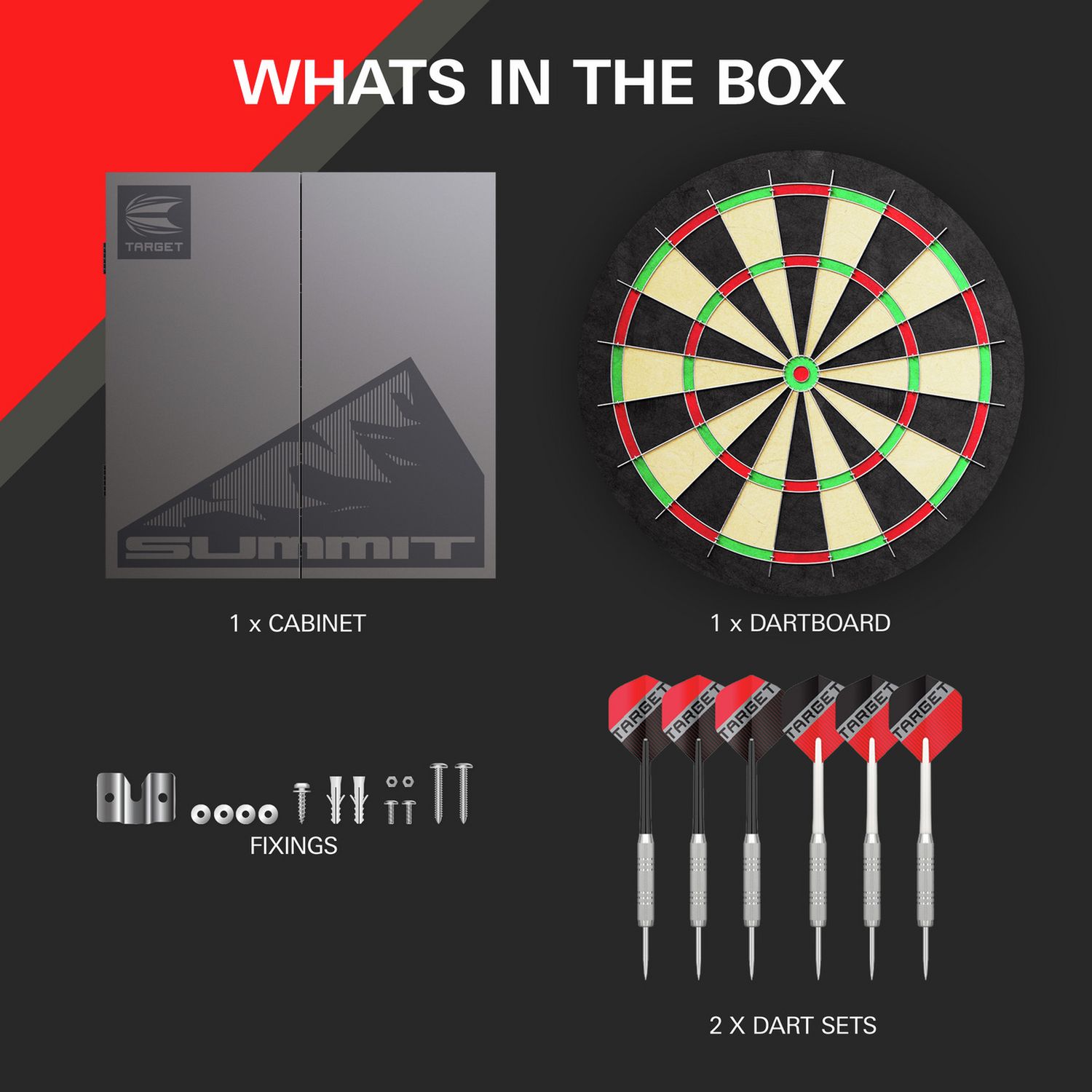 Target Summit all-in-one cabinet dartboard set (British brand)