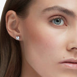 Swarovski rhodium plated square crystal stilla stud earrings, imported from the UK