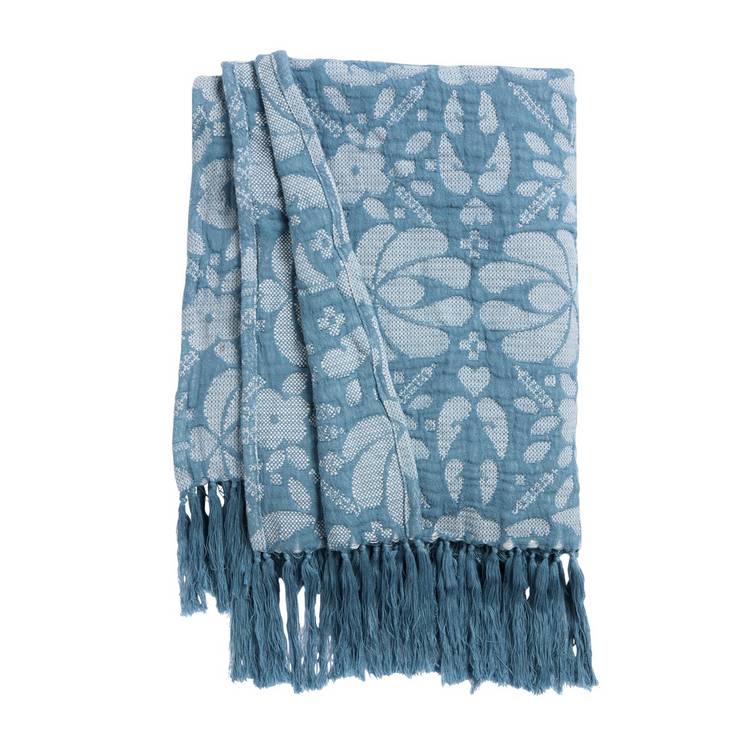 Habitat blue floral throw 150x125cm (British brand)