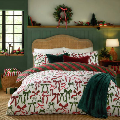 Argos furn Nathalie Festive Bows Berry White Bedding Set - Single- Buy online at McGrocer