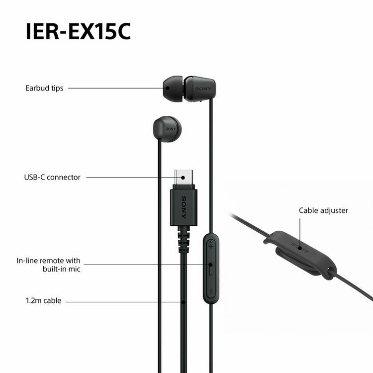 Sony IER-EX15C USB-C earphones white, UK version
