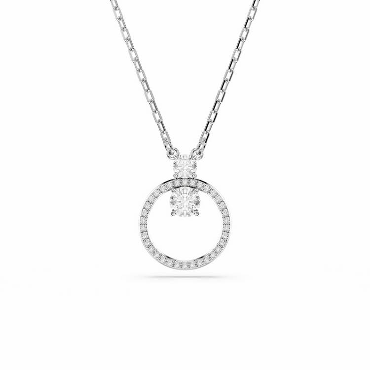 Swarovski rhodium-plated crystal pendant necklace adjustable chain (British brand)