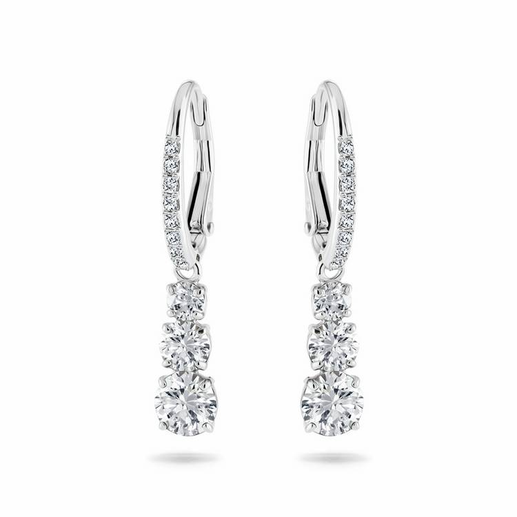 Swarovski Rhodium Plated Crystal Stilla Drop Hoop Earrings