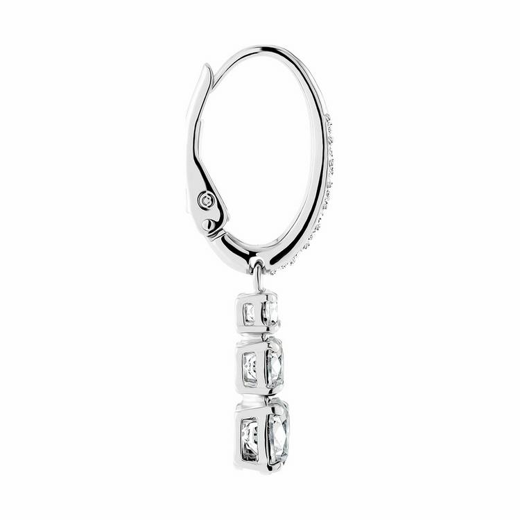 Swarovski rhodium plated crystal drop hoop earrings, imported from the UK