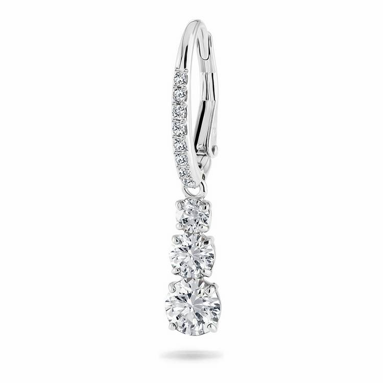 Swarovski rhodium plated crystal drop hoop earrings, imported from the UK