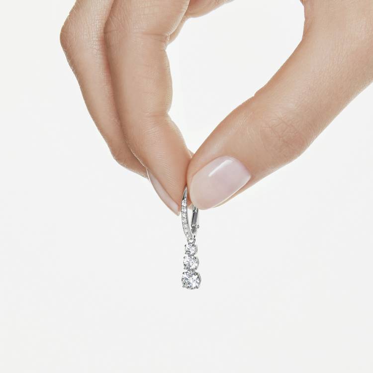 Swarovski rhodium plated crystal drop hoop earrings, imported from the UK