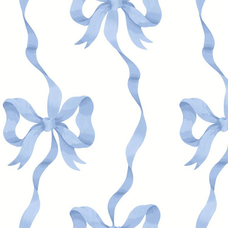 Cath Kidston Ribbon Bow Blue wallpaper roll, imported from the UK