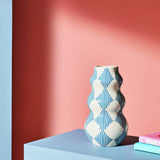 Habitat harlequin ceramic blue wiggle vase 25cm - British product