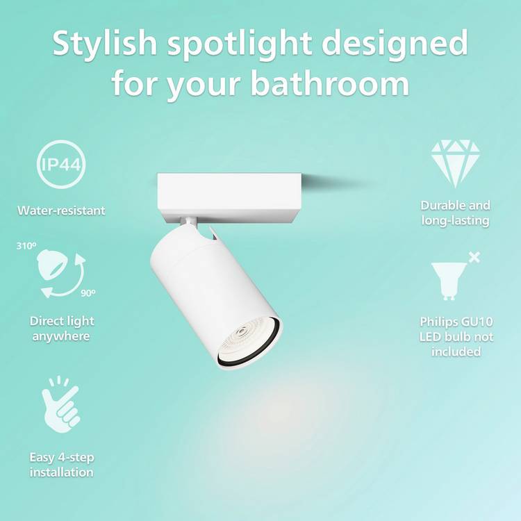 Philips Idris white metal spotlight (British brand)