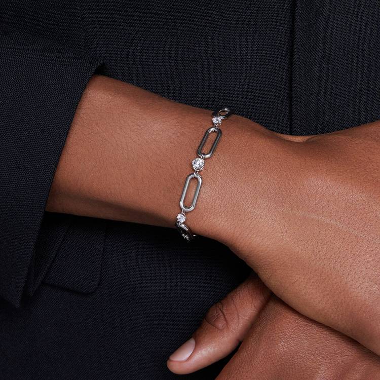 Swarovski rhodium plated crystal chain bracelet (British brand)