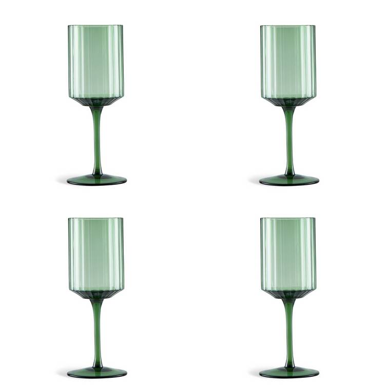 Habitat green ribbed wine glasses set of 4, imported from the UK