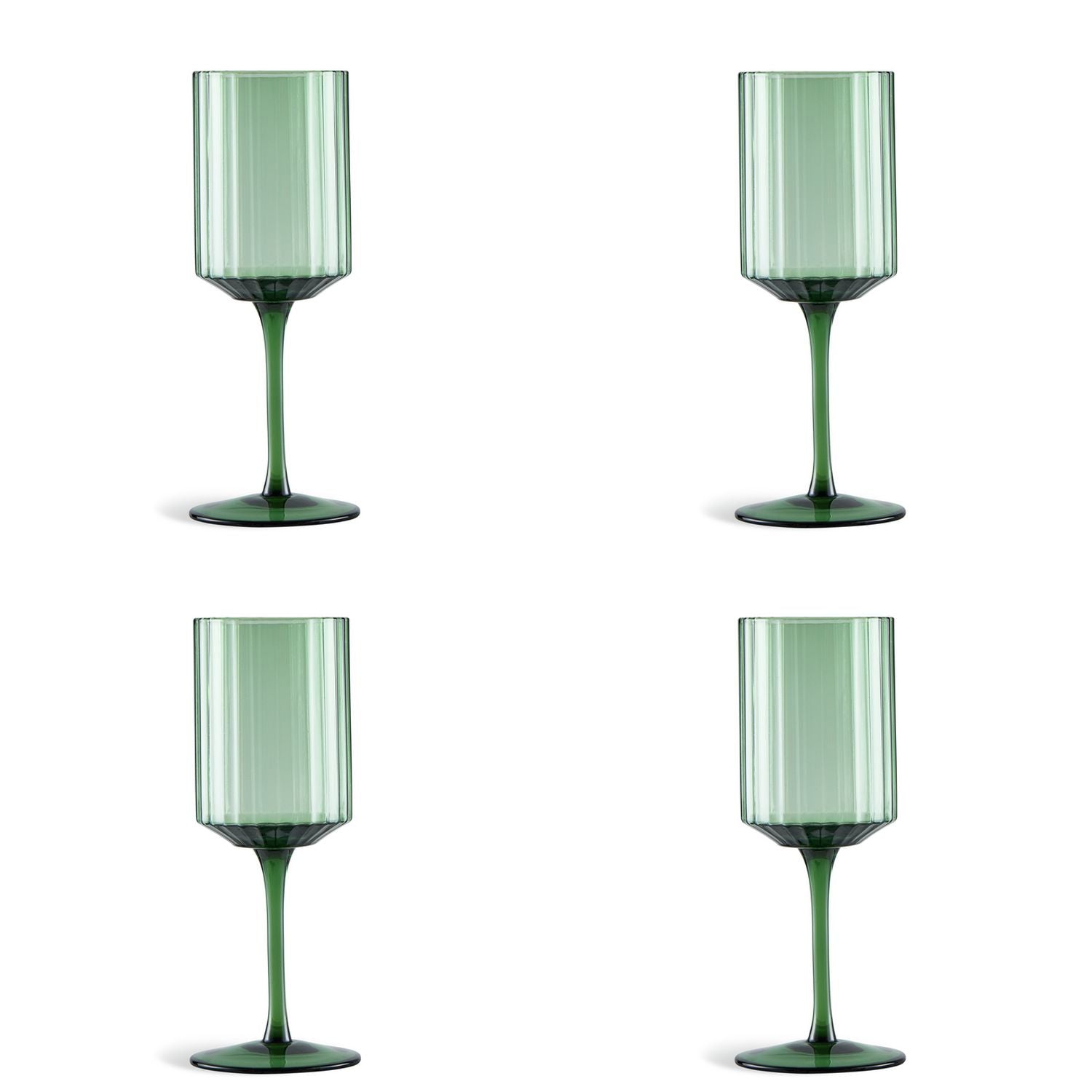Habitat green ribbed wine glasses set of 4, imported from the UK