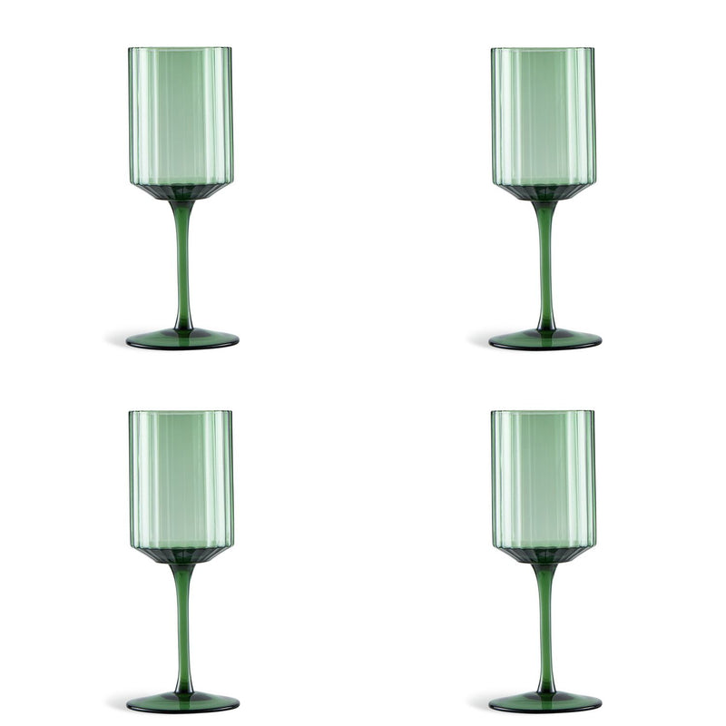 Habitat green ribbed wine glasses set of 4, imported from the UK