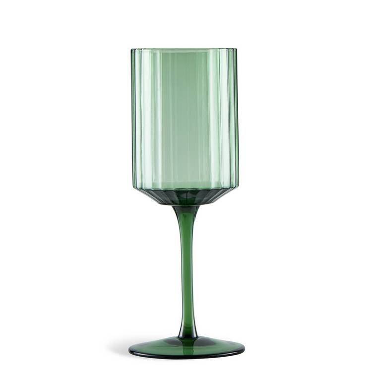 Habitat green ribbed wine glasses set of 4, imported from the UK
