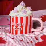Argos Home Bisous XOXO red stripe ceramic mug 330ml - British product