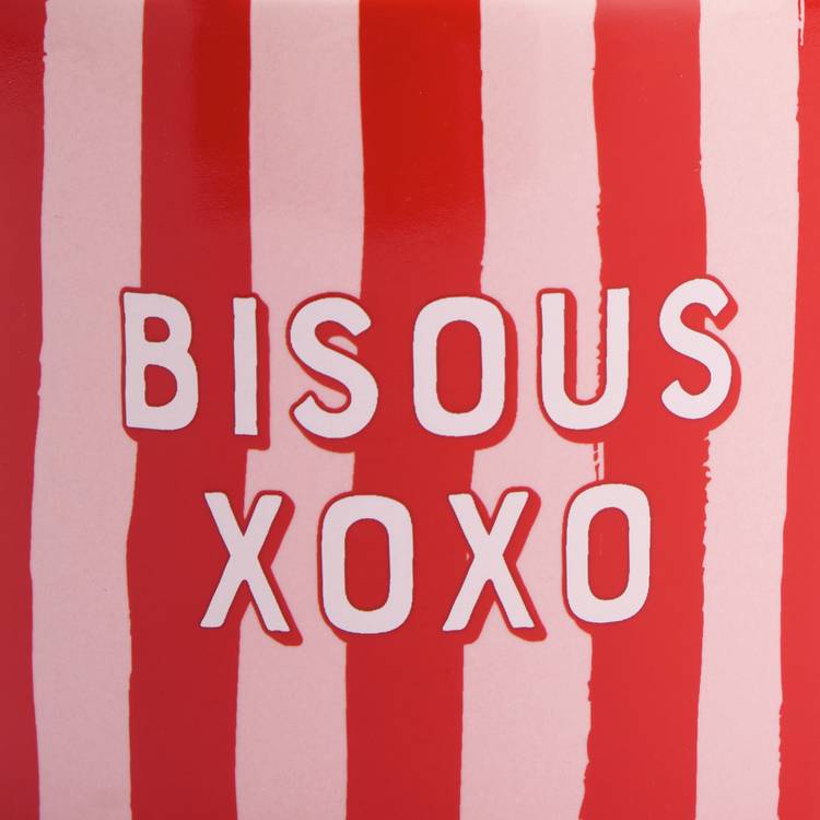 Argos Home Bisous XOXO red stripe ceramic mug 330ml - British product