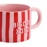 Argos Home Bisous XOXO red stripe ceramic mug 330ml - British product