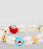Nialaya smiley face beaded bracelet with pearls, imported from the UK