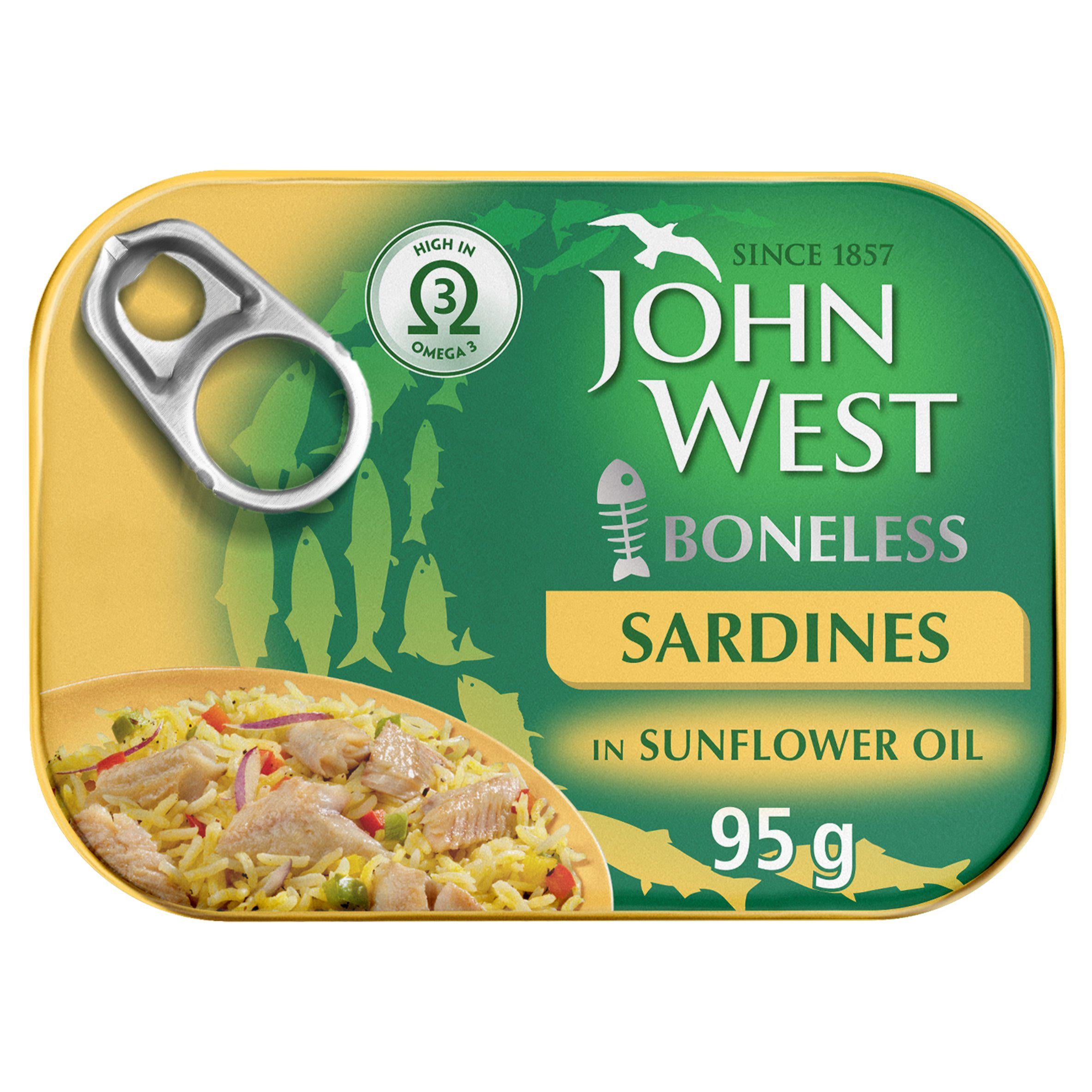 John West Sardines in Sunflower Oil, Boneless 95g (67g*) Fish Sainsburys   