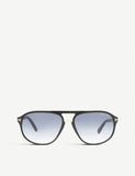 Tom Ford Jacob aviator sunglasses with blue gradient lenses, UK version
