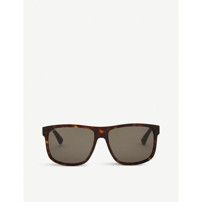 selfridges Gucci GG0010 Rectangle-frame Sunglasses with Havana Print- Buy online at McGrocer