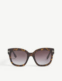Tom Ford Beatrix square-frame sunglasses blue lenses, imported from the UK