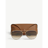 Gold Ray-Ban aviator sunglasses with brown lenses, imported from the UK