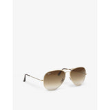 Gold Ray-Ban aviator sunglasses with brown lenses, imported from the UK