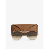 Gold Ray-Ban aviator sunglasses with brown lenses, imported from the UK