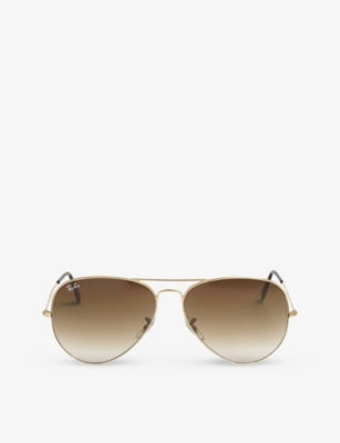 Gold Ray-Ban aviator sunglasses with brown lenses, imported from the UK