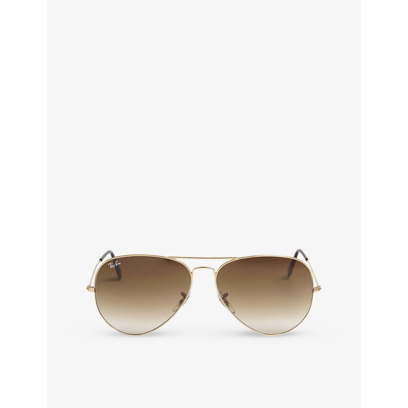 Gold Ray-Ban aviator sunglasses with brown lenses, imported from the UK