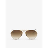 Gold Ray-Ban aviator sunglasses with brown lenses, imported from the UK