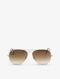 Gold Ray-Ban aviator sunglasses with brown lenses, imported from the UK