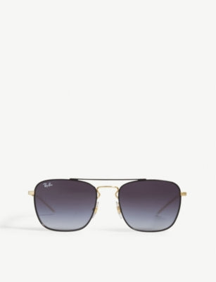 Ray-Ban square-frame sunglasses with blue-gradient lenses, UK version