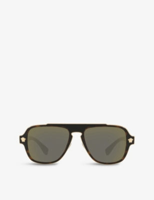 Versace VE2199 metal sunglasses in tortoiseshell with square frame (British brand)