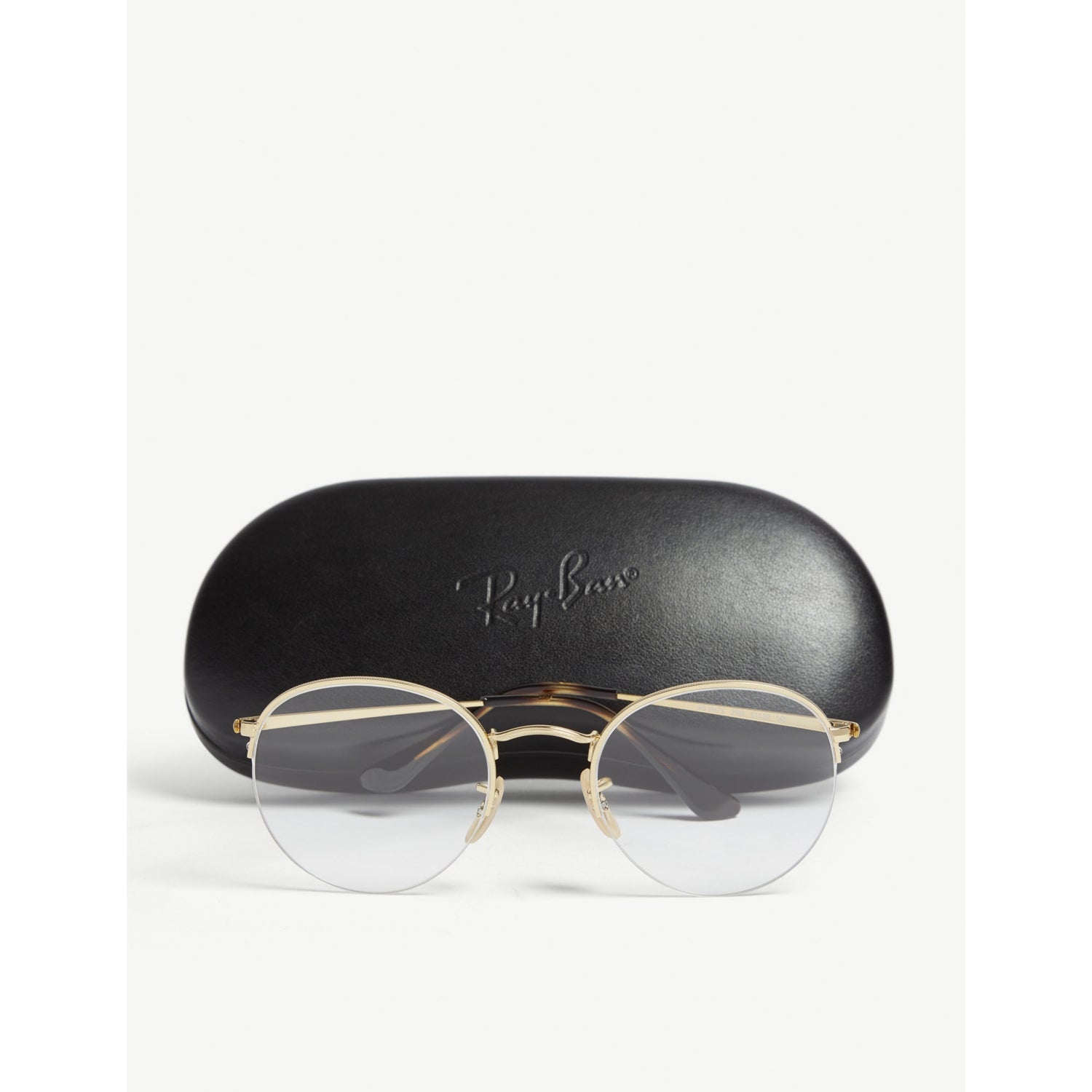 Ray-Ban Phantos metal half-frame glasses with clear lenses (British brand)